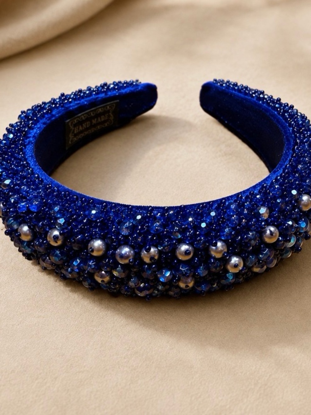 Sapphire Blue Crystal Embellished Headband - Women's Hair Accessory